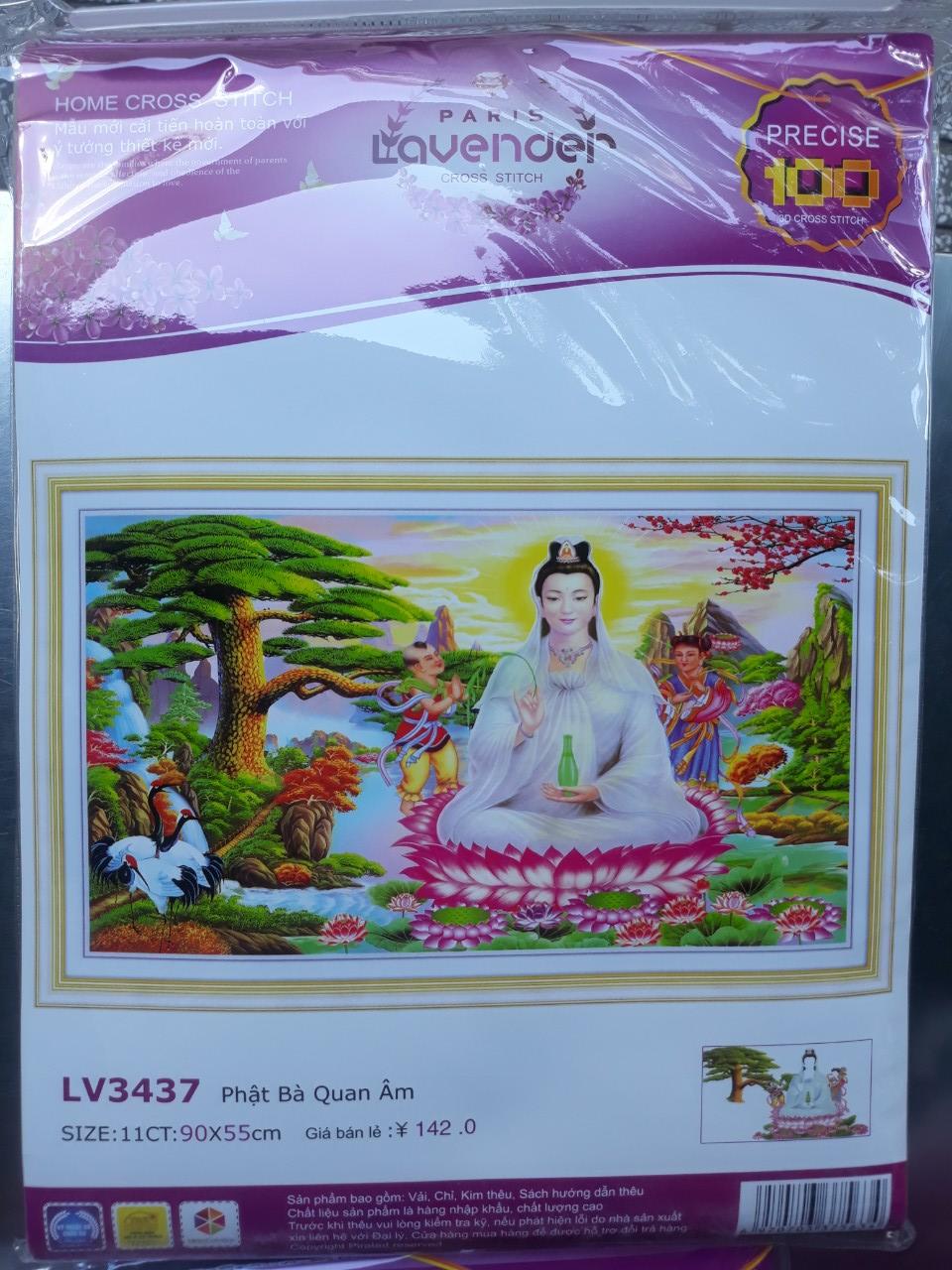 Tranh thêu chữ thập quan âm bồ tát LV3437 - 90 x 55 cm - chưa thêu