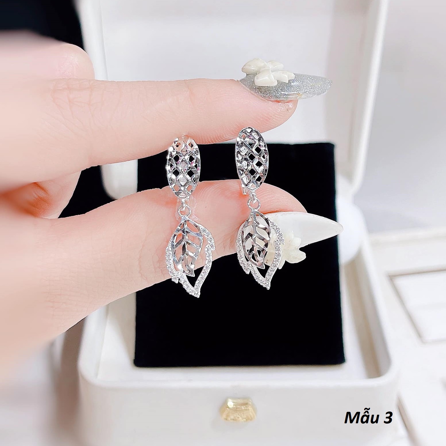 Bông tai bạc thời trang khoá bập cao cấp chất liệu bạc s925 MS074a