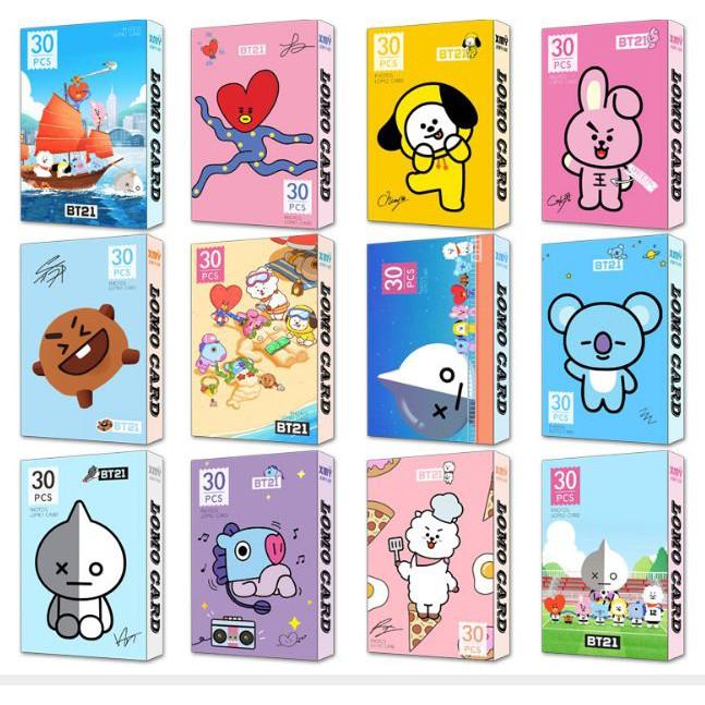 LOMO BT21-siêu cute 1 hộp 30 tấm