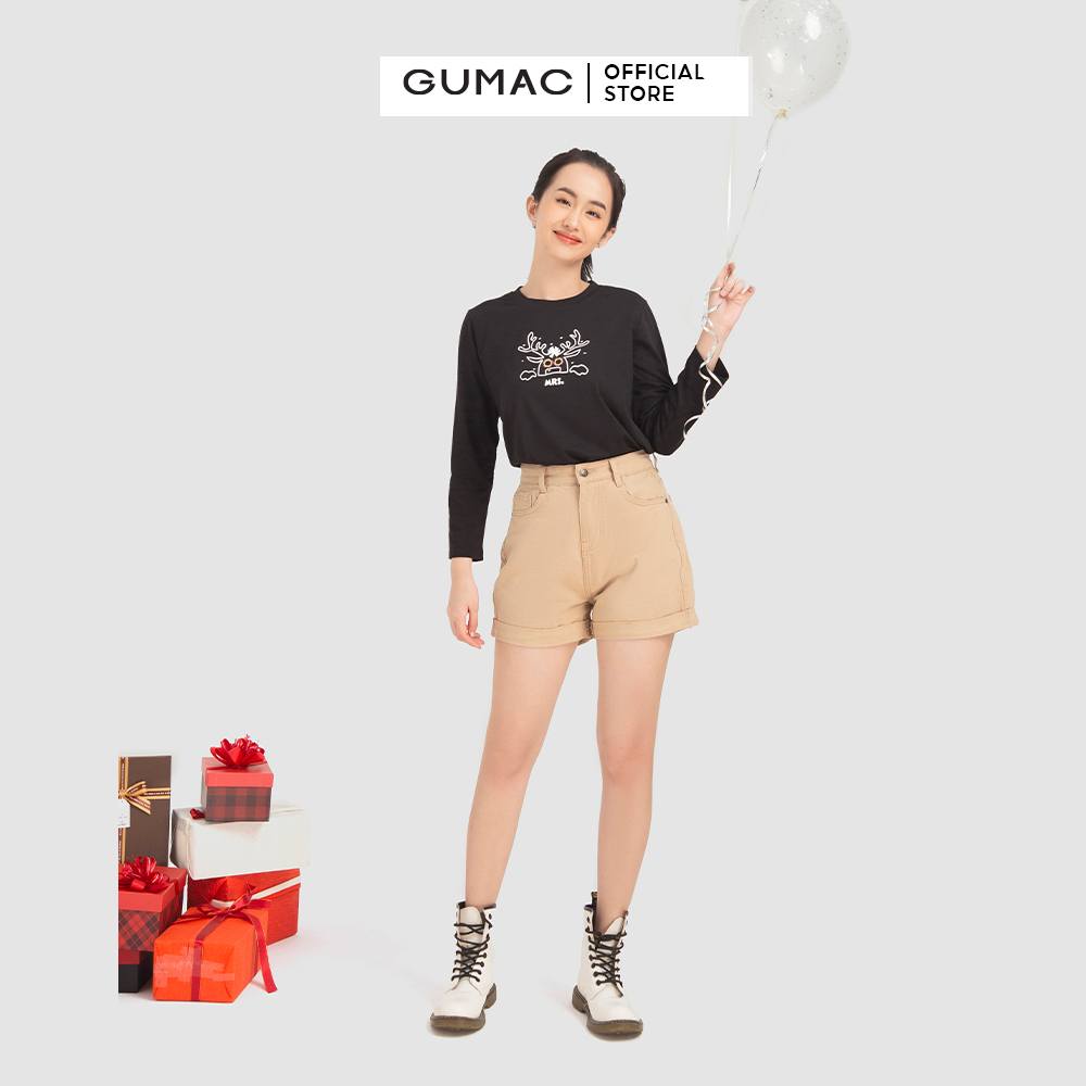 Áo thun nữ GUMAC ATB12017 tay dài in hình
