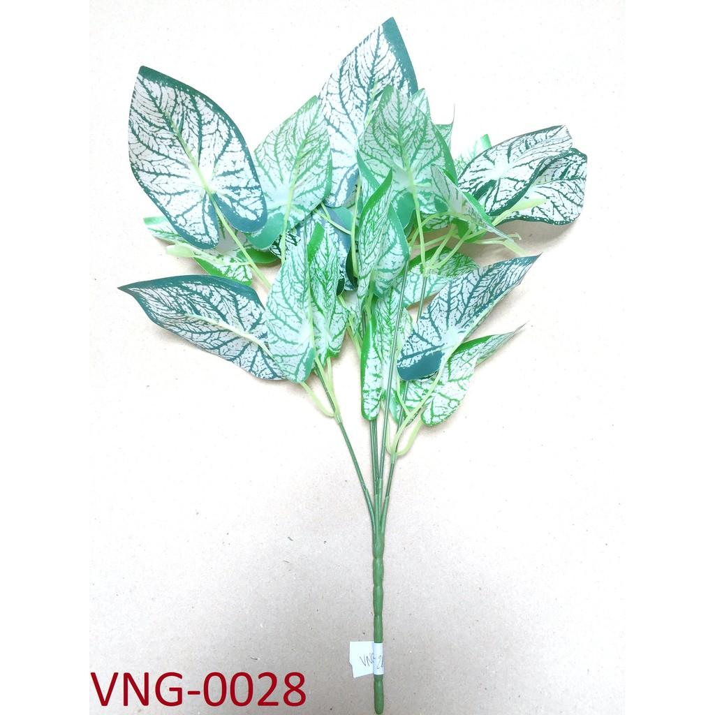 Cây giả trang trí - Cây môn trắng giả, cao 30cm, 5 nhánh lá - VNG-0028