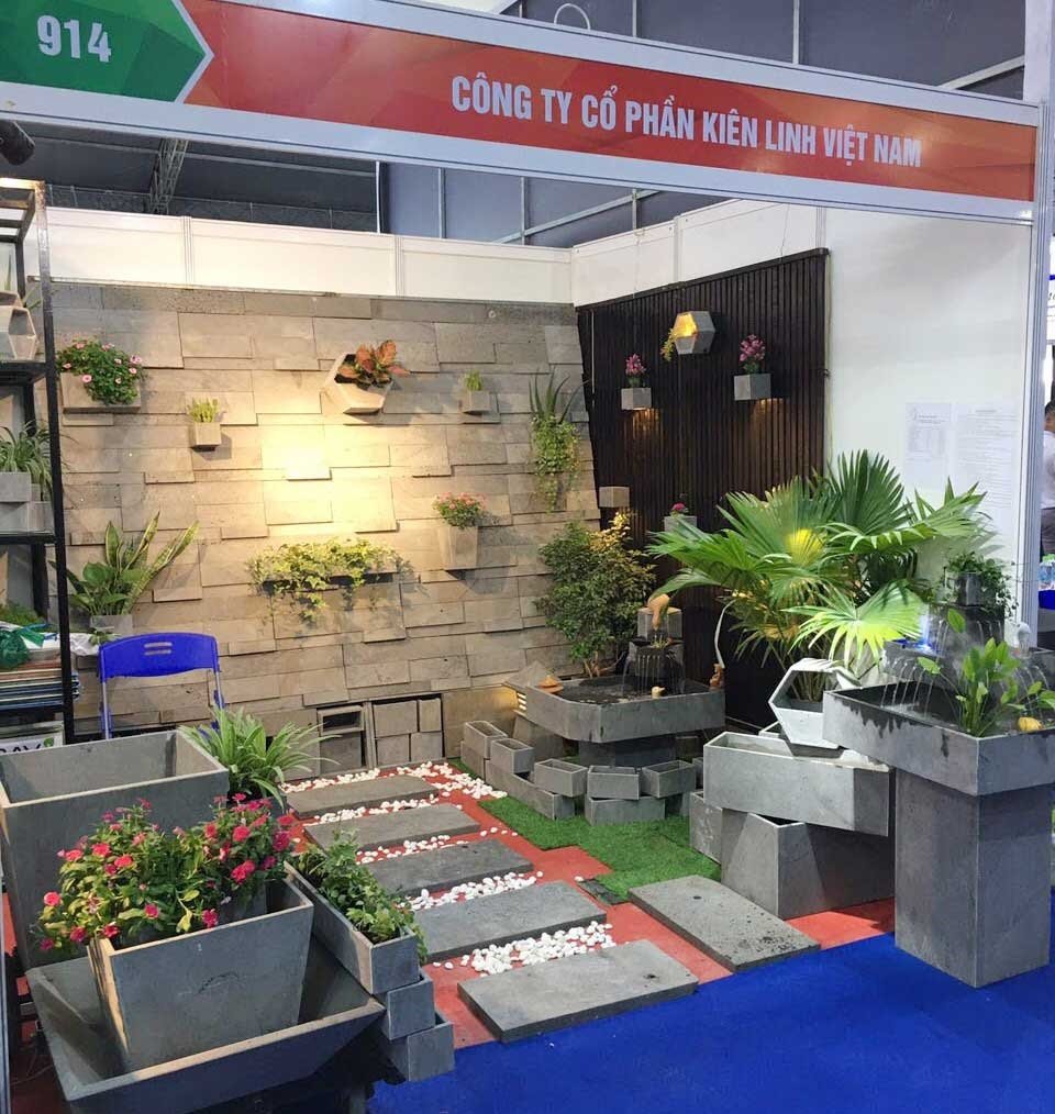 Set 3 chậu ban công trồng cây bằng đá ong xám tự nhiên hình vuông và chữ nhật bền đẹp chịu được mọi thời tiết