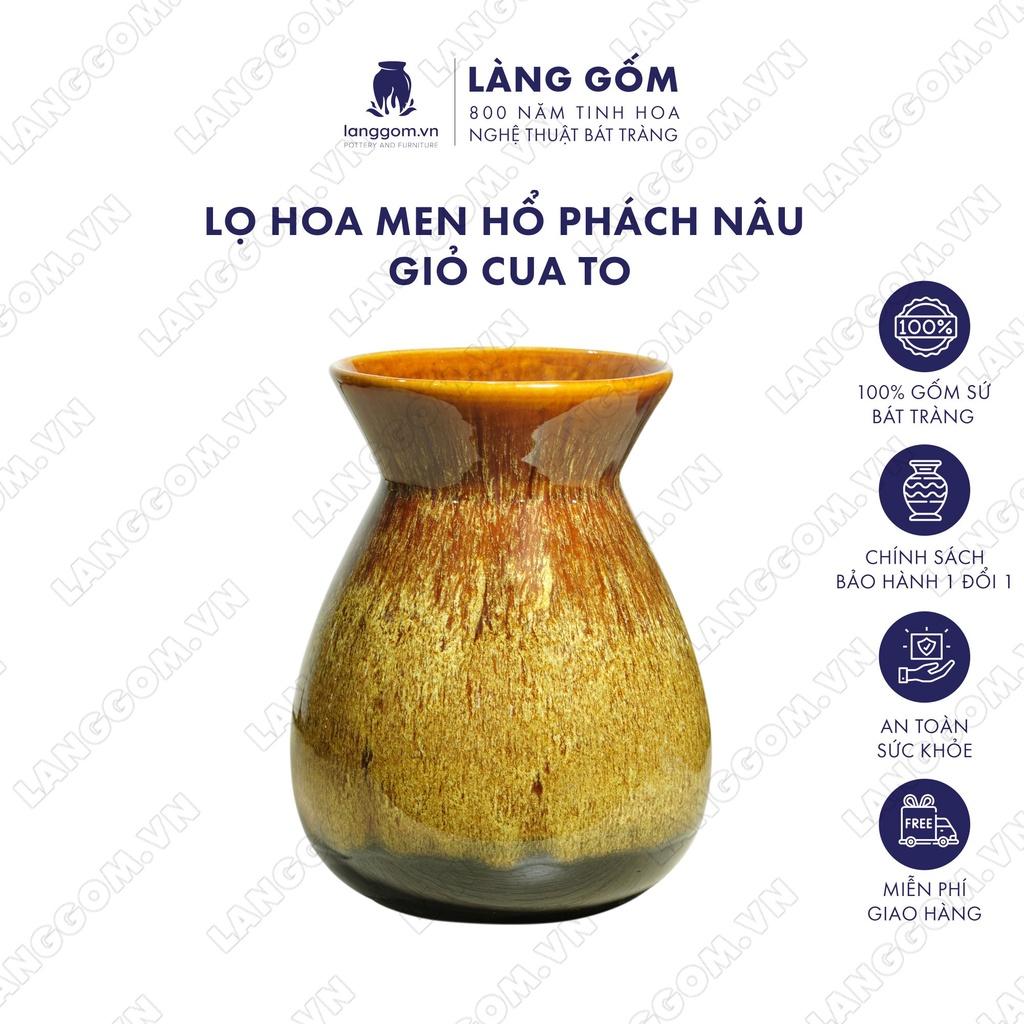 Bình hoa, lọ hoa Gốm sứ Bát Tràng cao cấp men hỏa biến dáng giỏ cua to dùng làm quà tặng, trang trí - Làng Gốm Bát Tràng