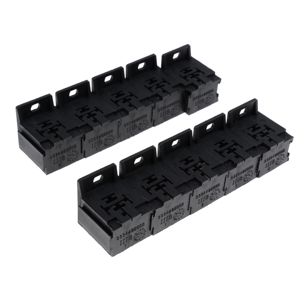 10 Sets Car Truck 30A-80A 5 Pin Relay Connector Socket With 6.3mm Terminals