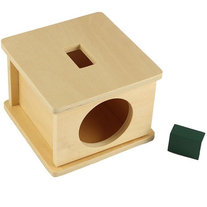 Trò chơi thả khối chữ nhật vào hộp có lỗ Montessori (Imbucare Box with Rectangular Prism)