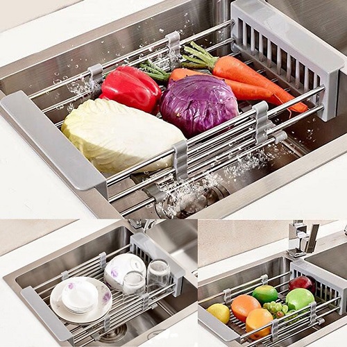 Combo chậu rửa bát 1 hố inox sus304 Valenza 6045, vòi rửa bát dây rút 01, xả, rổ inox, bình xà phòng