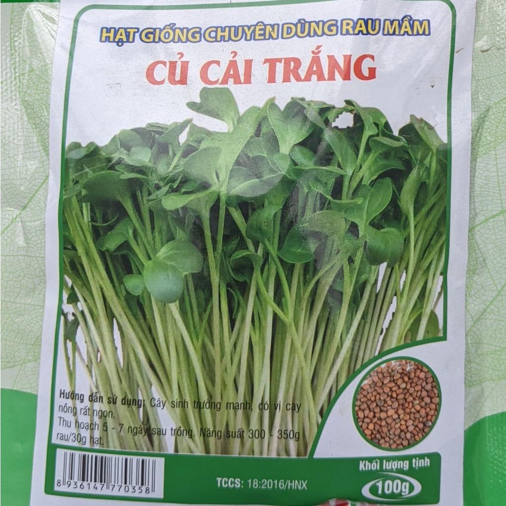 Hạt giống rau mầm củ cải trắng 100g - Hạt giống chuyên dùng rau mầm