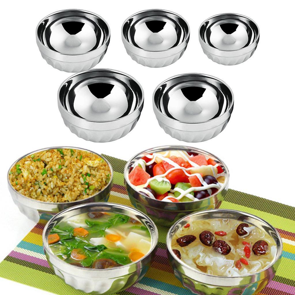 Kids Stainless Steel Double-deck Bowl Silver Color Dual-Layers Container 11.5CM