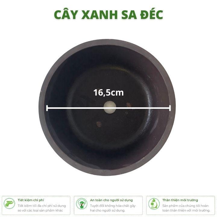 Chậu tròn hoa văn ngẫu nhiên màu đen nhám CK22 trồng cây nhỏ để bàn, trang trí nhà cửa