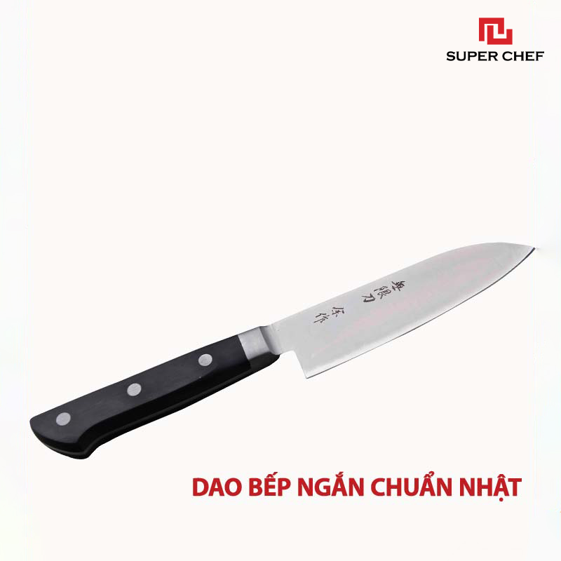 Dao Bếp Ngắn Santoku Chính Hãng Super Chef Công Nghệ Nhật Siêu Sắc Bén, Lâu Cùn, Lưỡi Thép Cao Cấp Không Gỉ Sét , An Toàn Sức Khỏe Siêu Tiện Lợi