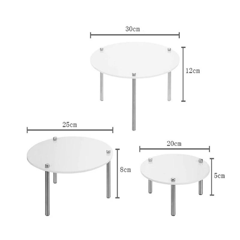 Bộ 3 bàn mica trưng bày sản phẩm, bánh kem sinh nhật, 10 màu sắc , nhiều kích thước