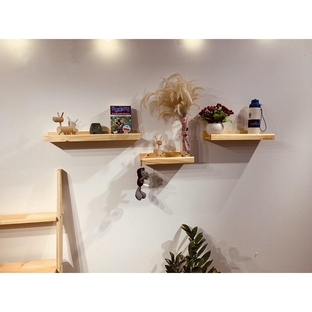 Set 3 Kệ gỗ treo tường trang trí phòng ngủ để đồ lưu niệm mỹ phẩm giá sách cây cảnh mini