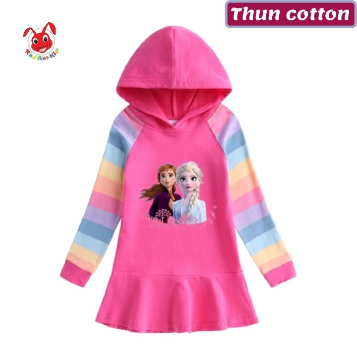 Đầm bé gái Elsa tay dài từ 10-43kg- đầm elsa bé gái thun cotton thấm hút mồ hôi- Kiến Lửa