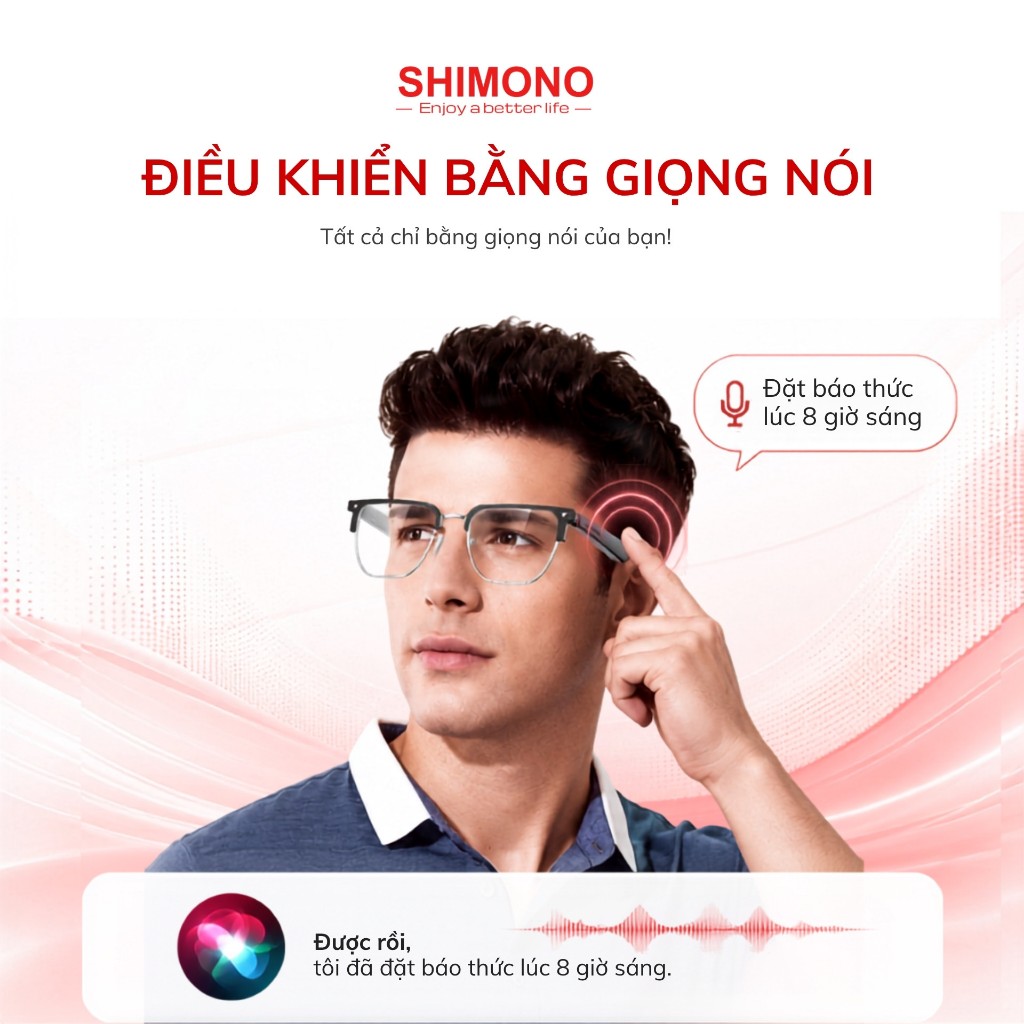 Kính Thông Minh Bluetooth SHIMONO AIMB-V2 Nghe Nhạc OpenEar, Đàm Thoại Rảnh Tay, Điều Khiển Cảm Ứng Hàng Chính Hãng