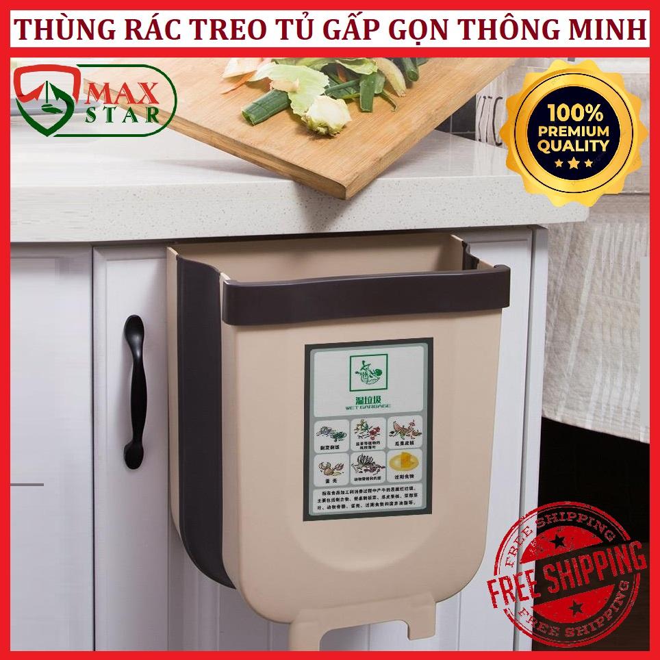 Thùng rác nhựa gấp gọn thông minh gắn tủ bếp gia đình mini tiện lợi treo tủ bếp