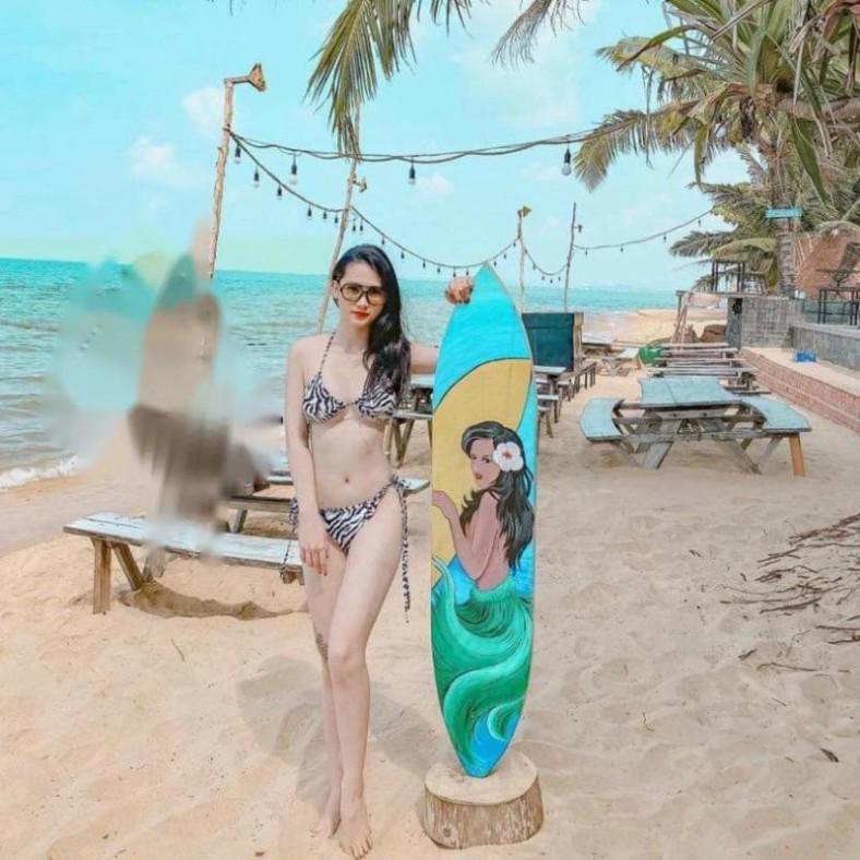 freeship Bikini cạp thấp sexy vằn đen trắng siêu đẹp hàng độc mặc đi biển đi bơi