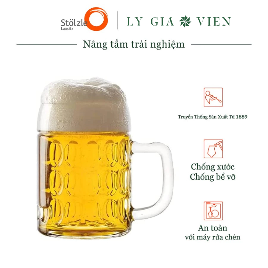 Ly Bia Có Quai Cao Cấp Stölzle Kaiser Beer Mugs 300ml - Dễ Dàng Làm Sạch Bằng Máy Rửa Chén - Phù Hợp Cho Các Quán Bia Thủ Công