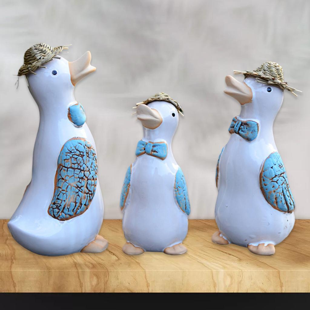 Garden Ceramic Duck Ornament Indoor Outdoor Statue Sculpture Decor