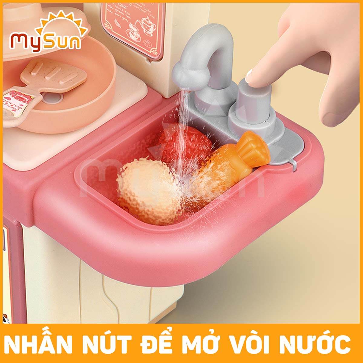 Bộ đồ chơi nấu ăn nhà bếp cho bé gái cao cấp cỡ lớn nhả khói như thật MySun