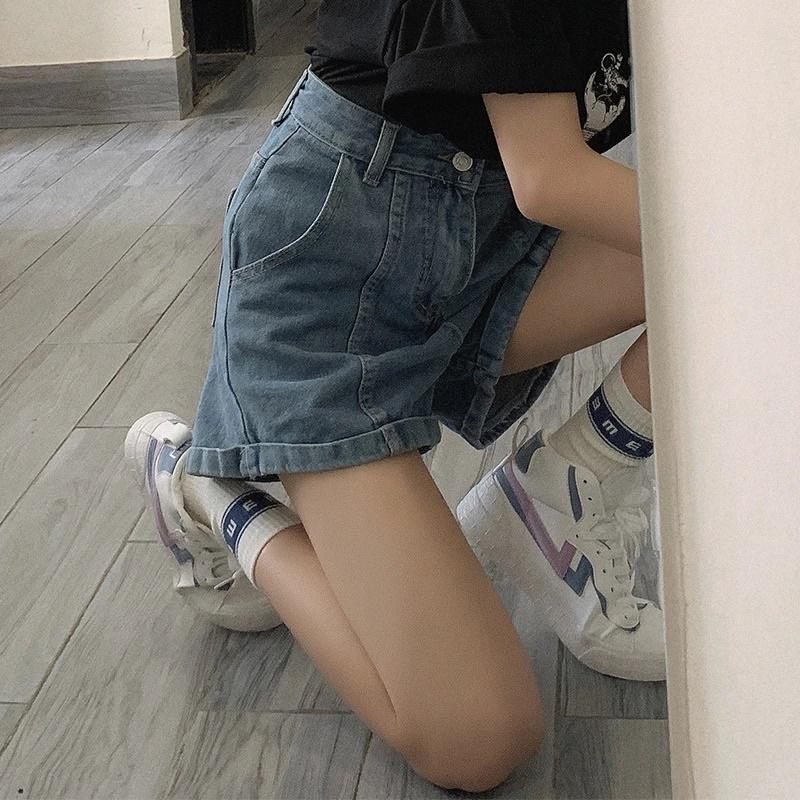 Quần Short Jean Nữ Màu Xanh Basic, Quần Đùi Chất Bò Dáng Ngố Lửng Ống Rộng Có Túi Hai Bên Loại 1 Dày Mịn Tay