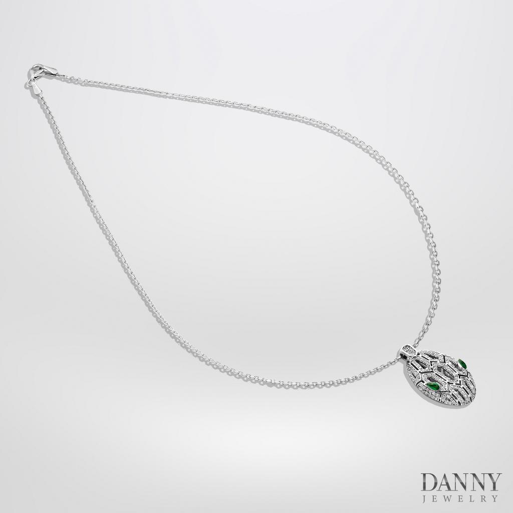 Dây Chuyền Có Mặt Danny Jewelry Bạc 925 Xi Rhodium Biểu Tượng Đầu Rắn Đính Đá CZ &amp; Zircon DM001TNK