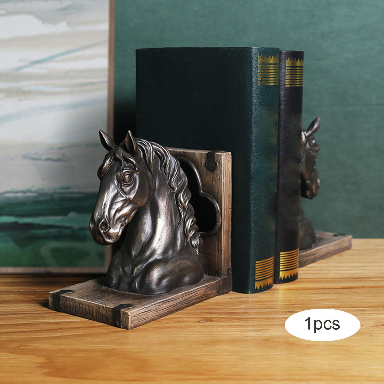 Horse Head Statue Resin Figurine Decorative Bookend Sculpture for Ornament