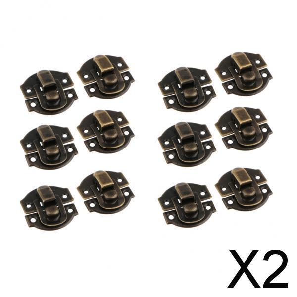2x12Pcs Antique Buckle Alloy Box Buckle Wooden Box Lock Craft Hardware Bronze