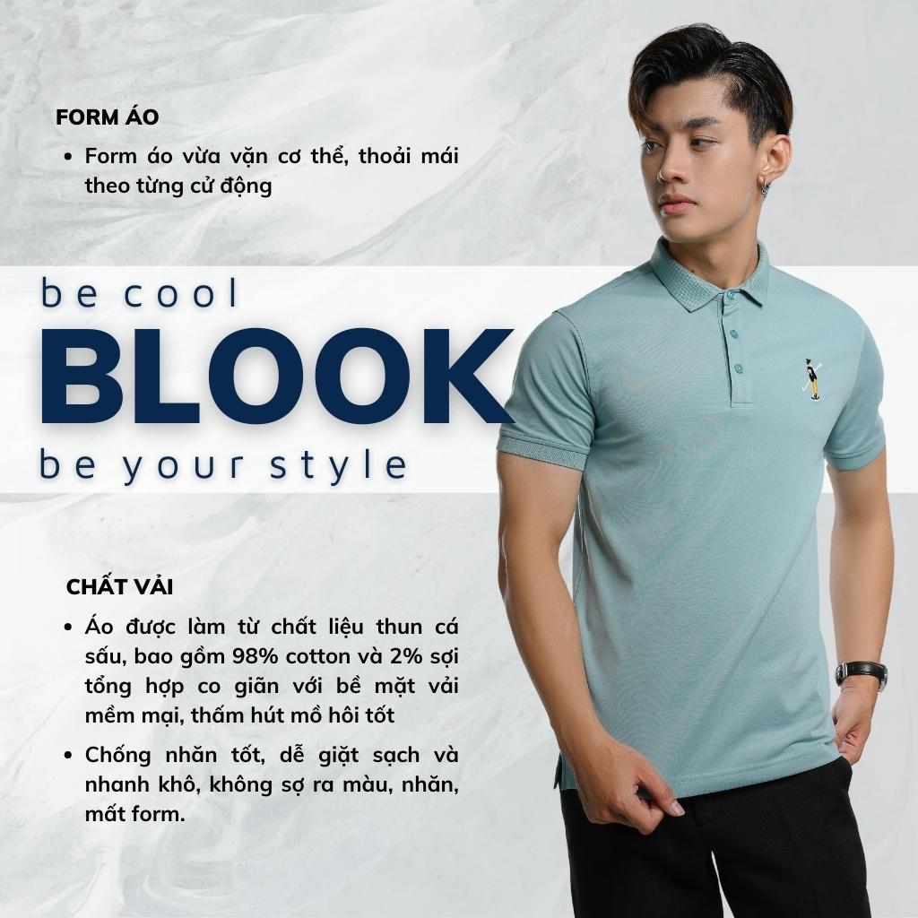 Áo polo nam slimfit BLOOK vải thun cá sấu cotton co giãn thêu hình trẻ trung 35031 ( HÌNH THẬT )