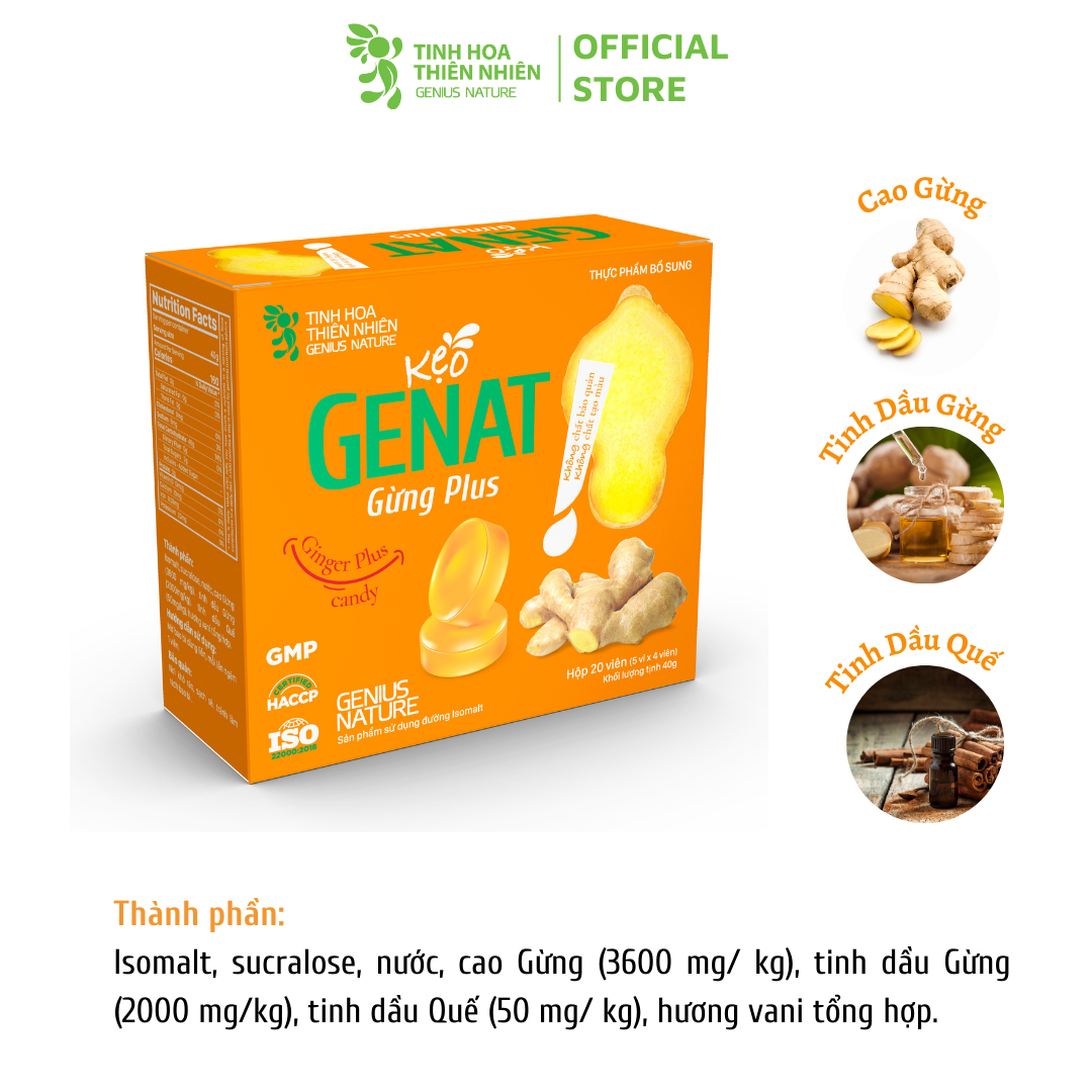 Kẹo Genat Gừng Plus - Isomalt sugar (Hộp 20 viên)