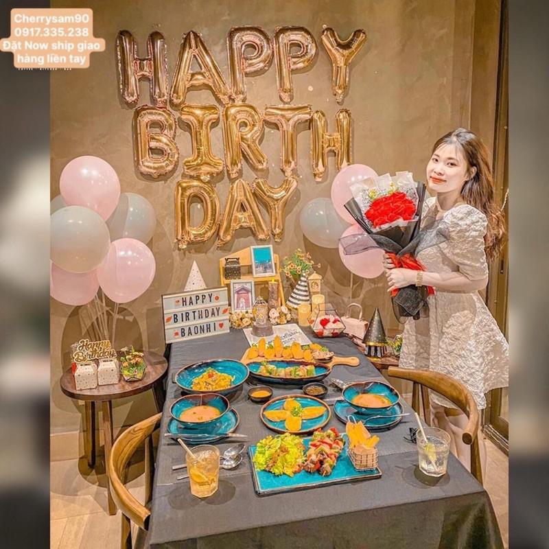 Set Bộ Chữ HPBD 2 trụ gắn bóng 14BóngTặng Bơm Và Keo Dán Bóng