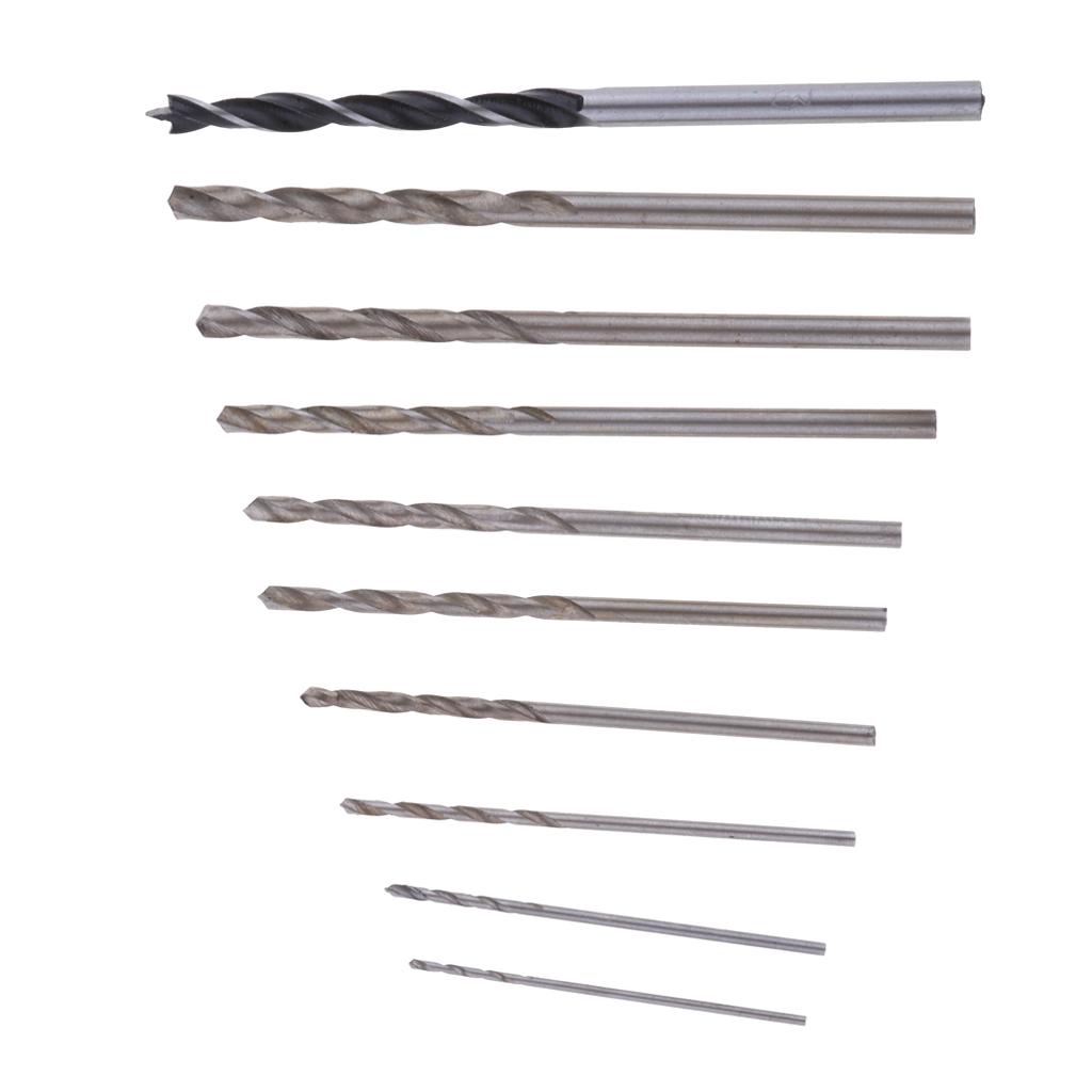 Micro Mini Portable Small Hand Drill + 10pcs Twist Drill Bits Tool 0.8-3.0mm
