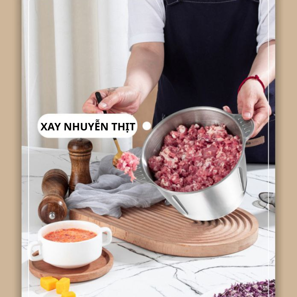 Máy xay thịt đa năng cối INOX304 Lumabella B-5002 công suất cao 500W, dung tích 2L, 4 lưỡi đa năng xay nhuyễn thịt cá nhanh chóng - DELIYA - HÀNG CHÍNH HÃNG