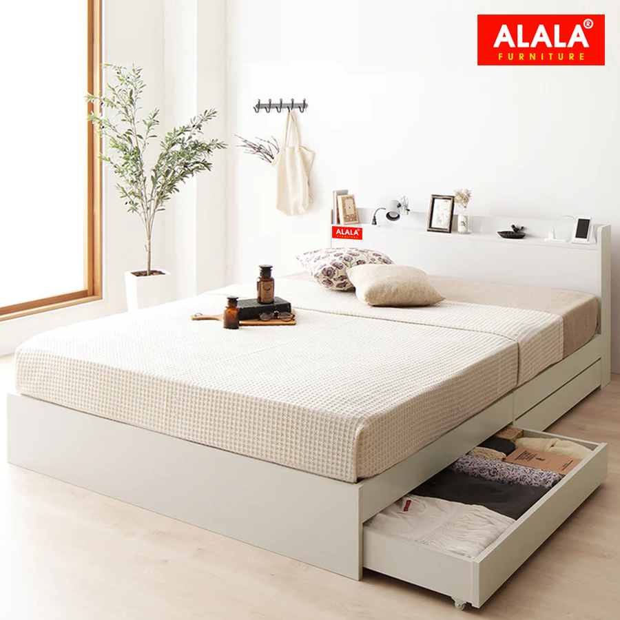 Giường ngủ ALALA04 + 2 hộc kéo / Miễn phí vận chuyển và lắp đặt/ Đổi trả 30 ngày/ Sản phẩm được bảo hành 5 năm từ thương hiệu ALALA/ Chịu lực 700kg