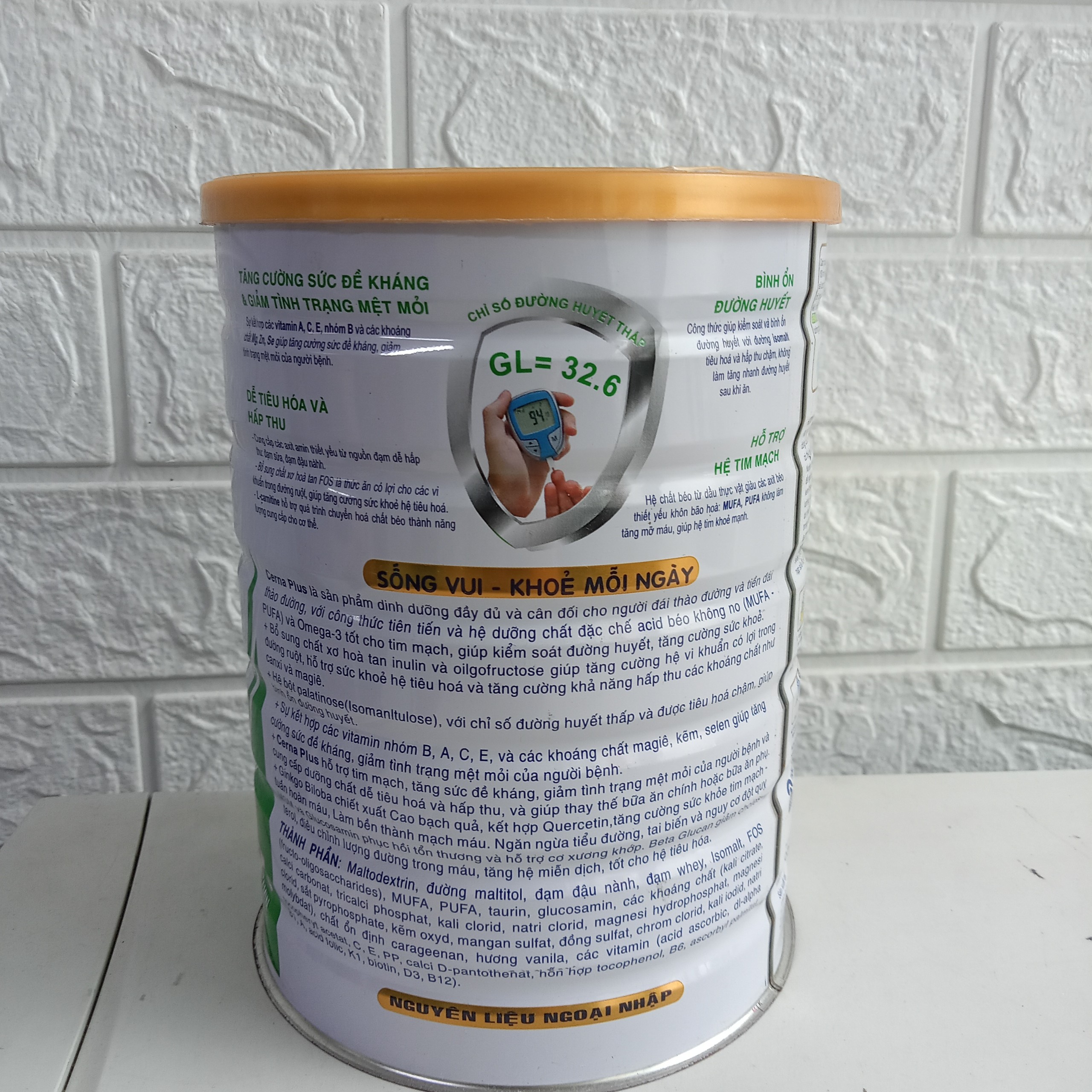 Sữa Bột Dinh Dưỡng Sunbaby Cerna Plus Dành Cho Người Đái Tháo Đường và Tiền Đái Tháo Đường SS2810_Tặng kèm bịch khăn ướt 100 tờ không mùi