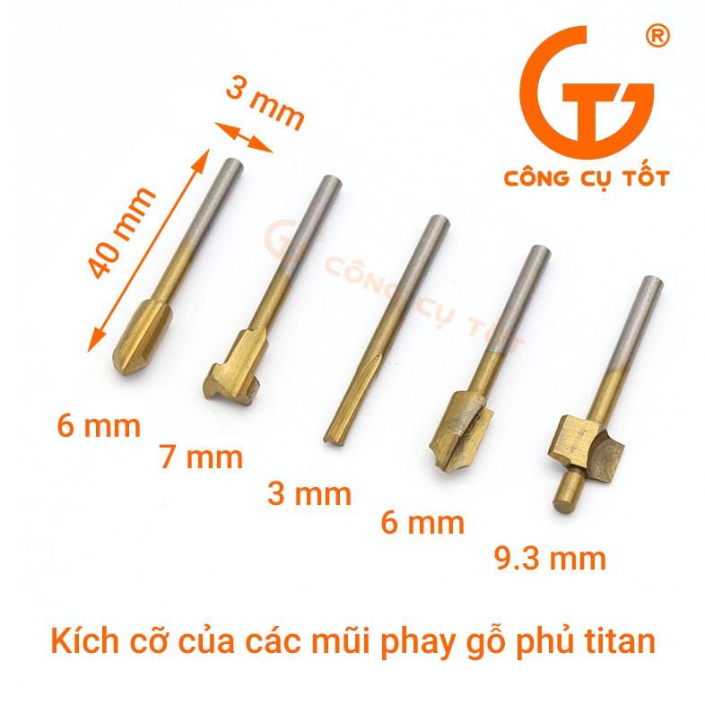 Bộ 10 mũi phay gỗ phủ Titan