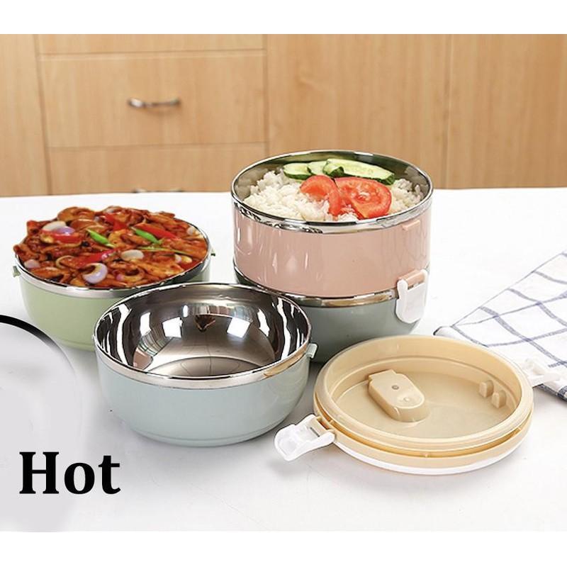 Hộp đựng cơm lúa mạch giữ nhiệt 2 tầng , camen ruột inox 2 tầng , cơm giữ nhiệt 2 tầng