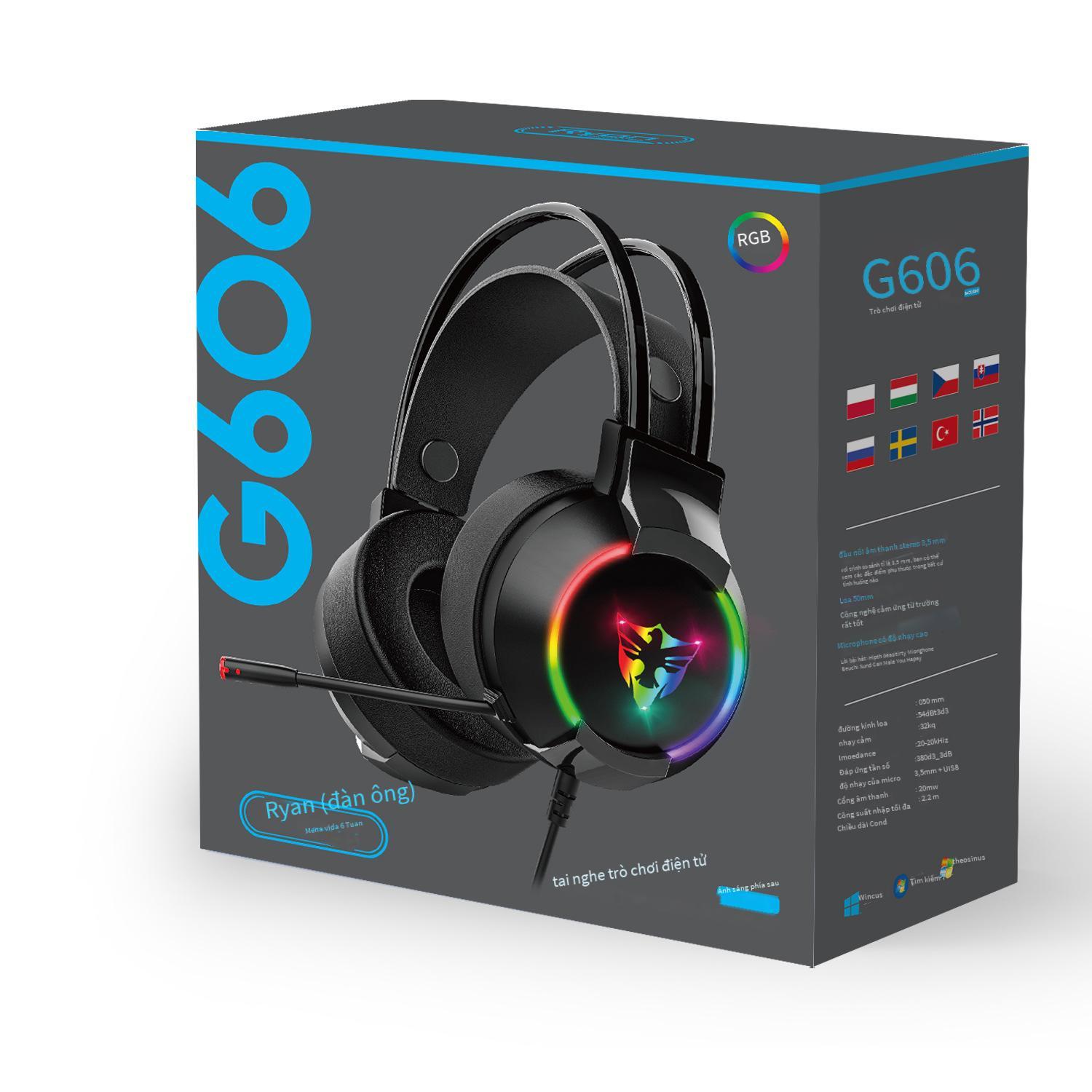 Khuyến mại tai nghe game G606 xách tay đấu điện đầu gà tai nghe chống ồn 7.1 nghe âm thanh và định vị tai nghe có dây