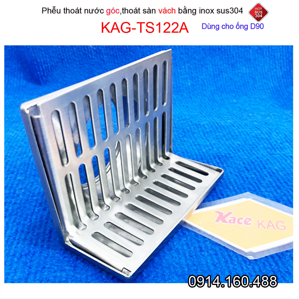 Phễu thoát nước mưa thoát ngang D90 KAG-TS122A, phễu thoát nước chữ L vách tường hành lang thoát nước nhanh sử dụng tốt