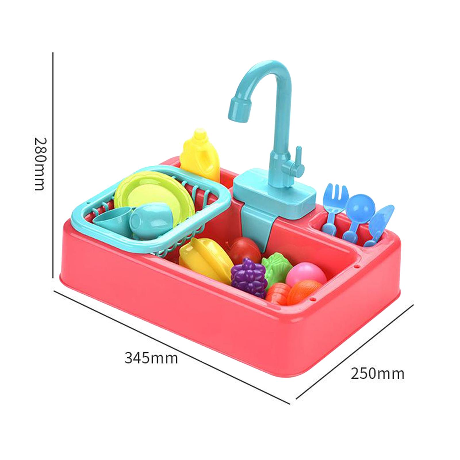 Play Sink Toys, Electric Dishwasher Playing Toy with Running Water,Pretend Play Kitchen Toys Set,with Playfood and Working Faucet,Pretend Role Play