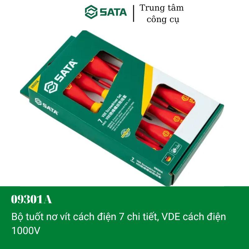 Bộ tuốt nơ vít cách điện 7 chi tiết, VDE cách điện 1000V SATA 09301A