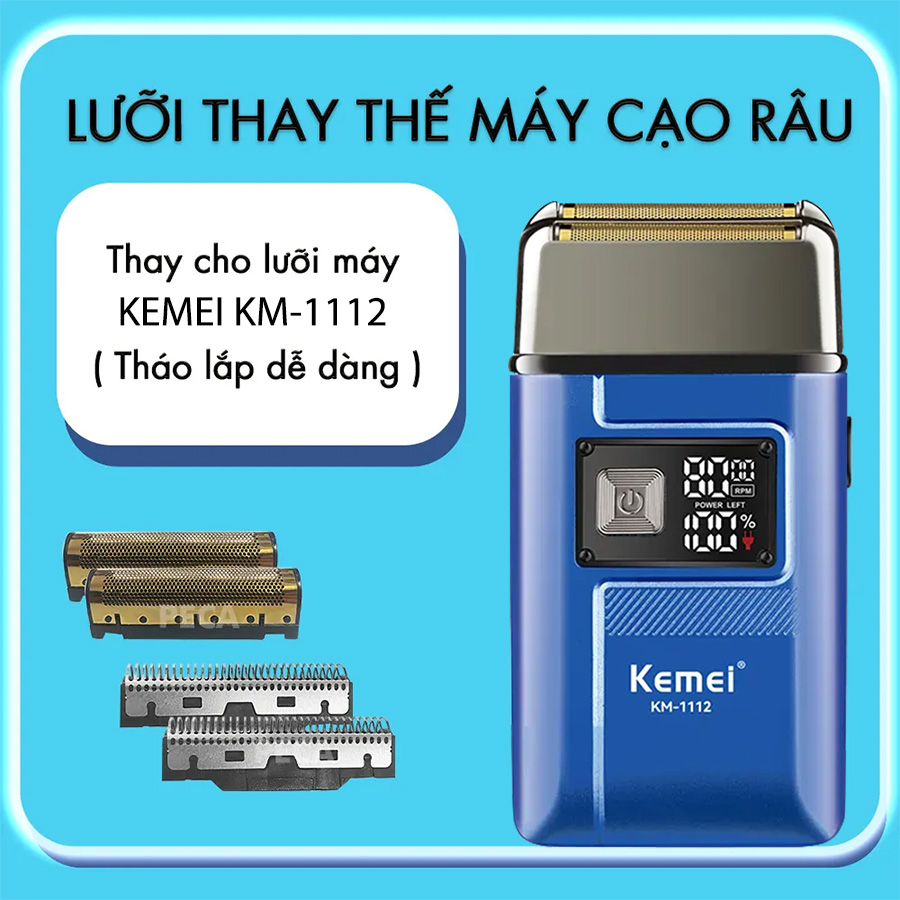 Lưỡi thay máy cạo râu Kemei KM-1112, KM-2028 sắc bén lắp dễ dàng