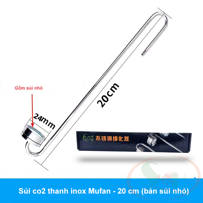 Sủi co2 thanh inox Mufan 20 25 30 35 40 cm siêu mịn treo thành hồ thủy sinh