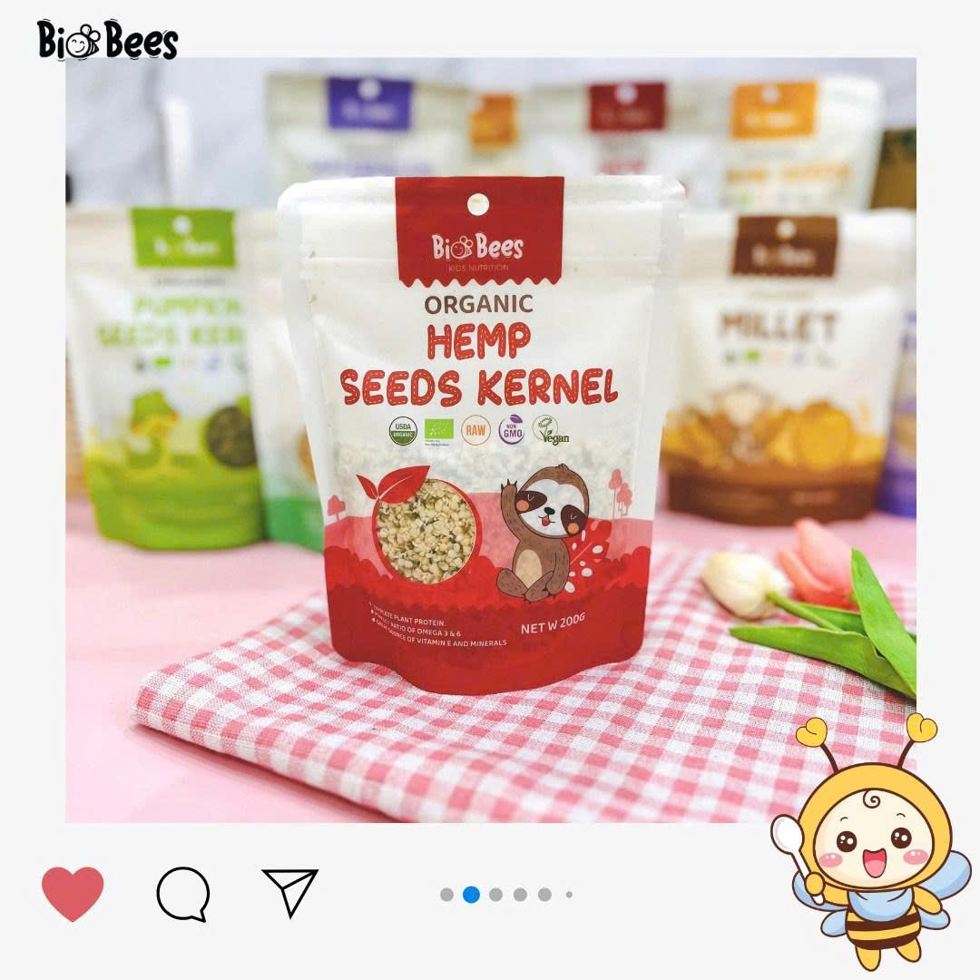 Hạt Gai Hữu Cơ Đã Tách Vỏ BioBees 200g - Giàu Omega 3-6, Protein Thực Vật, Tốt Cho Tim Mạch &amp; Não Bộ