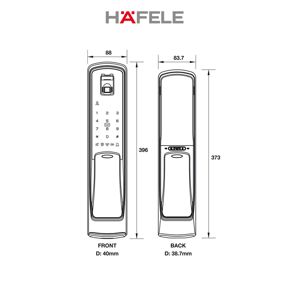 Khóa điện tử Hafele EL9500-TCS - 912.05.315 Xuất xứ Hàn Quốc (Hàng chính hãng)
