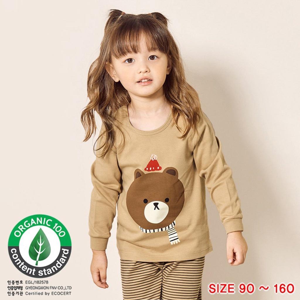 Bộ đồ quần áo dài tay cotton mùa thu đông dáng rộng cho bé gái U1030 - Unifriend Hàn Quốc, Cotton Organic