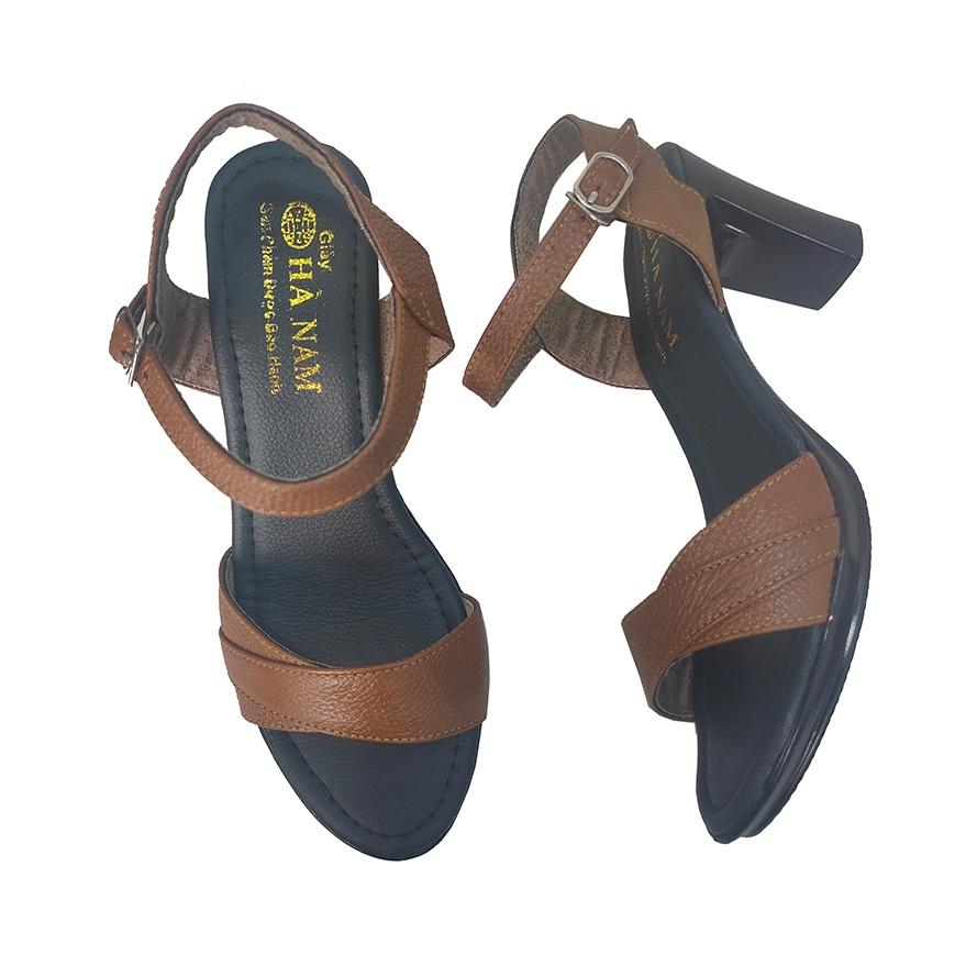 Giày Sandal Nữ Cao Gót TiTi ĐÔ Da Bò Thật Cao Cấp 7cm DNU2131b