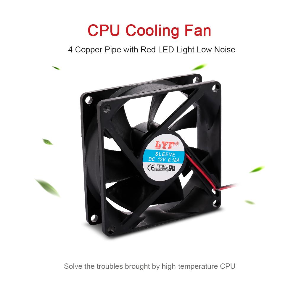 Quạt tản nhiệt 4 pin làm mát Vỏ máy tính Tản nhiệt nhanh Độ ồn thấp 9cm