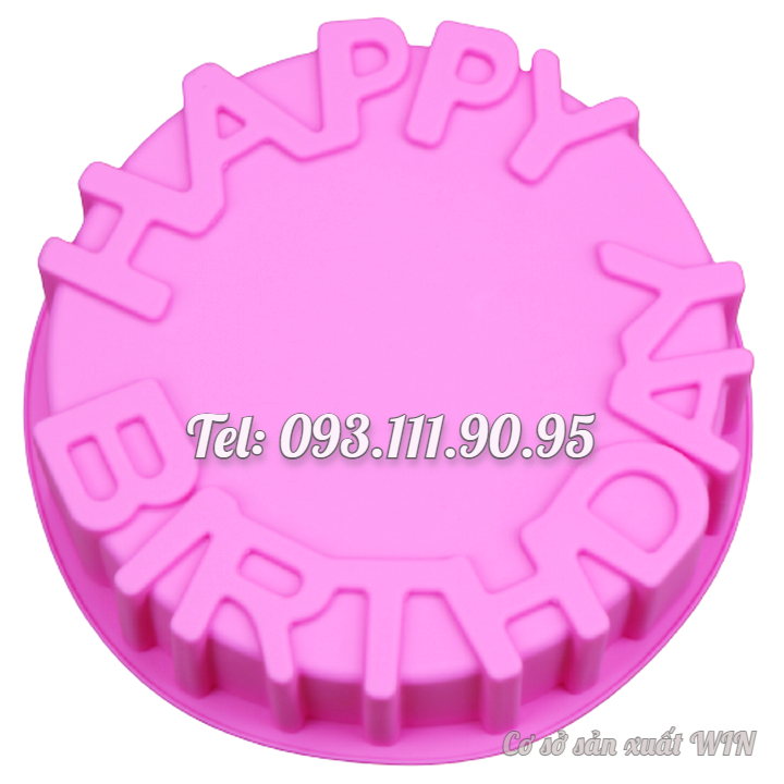 Khuôn silicon làm bánh, rau câu sinh nhật Happy Birthday - Loại 20 cm - Mã số 1034
