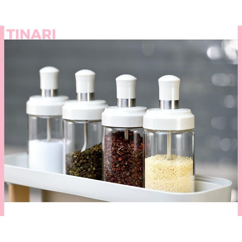 Lọ Đựng Gia Vị Thuỷ Tinh Kèm Thìa Tiện Lợi