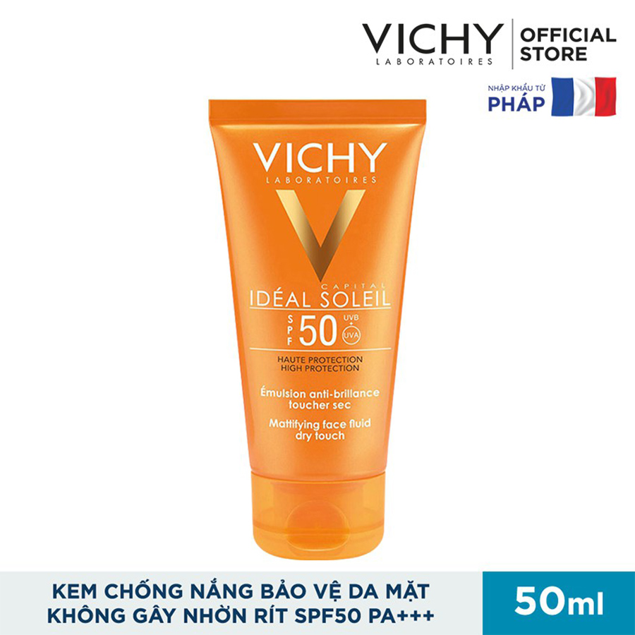 Bộ Đôi Kem Chống Nắng Không Gây Nhờn Rít Vichy Ideal Soleil Dry Touch (50ml) + Sữa Rửa Mặt Tẩy Trang Purete Thermale 3in1 (5ml) - 100940176